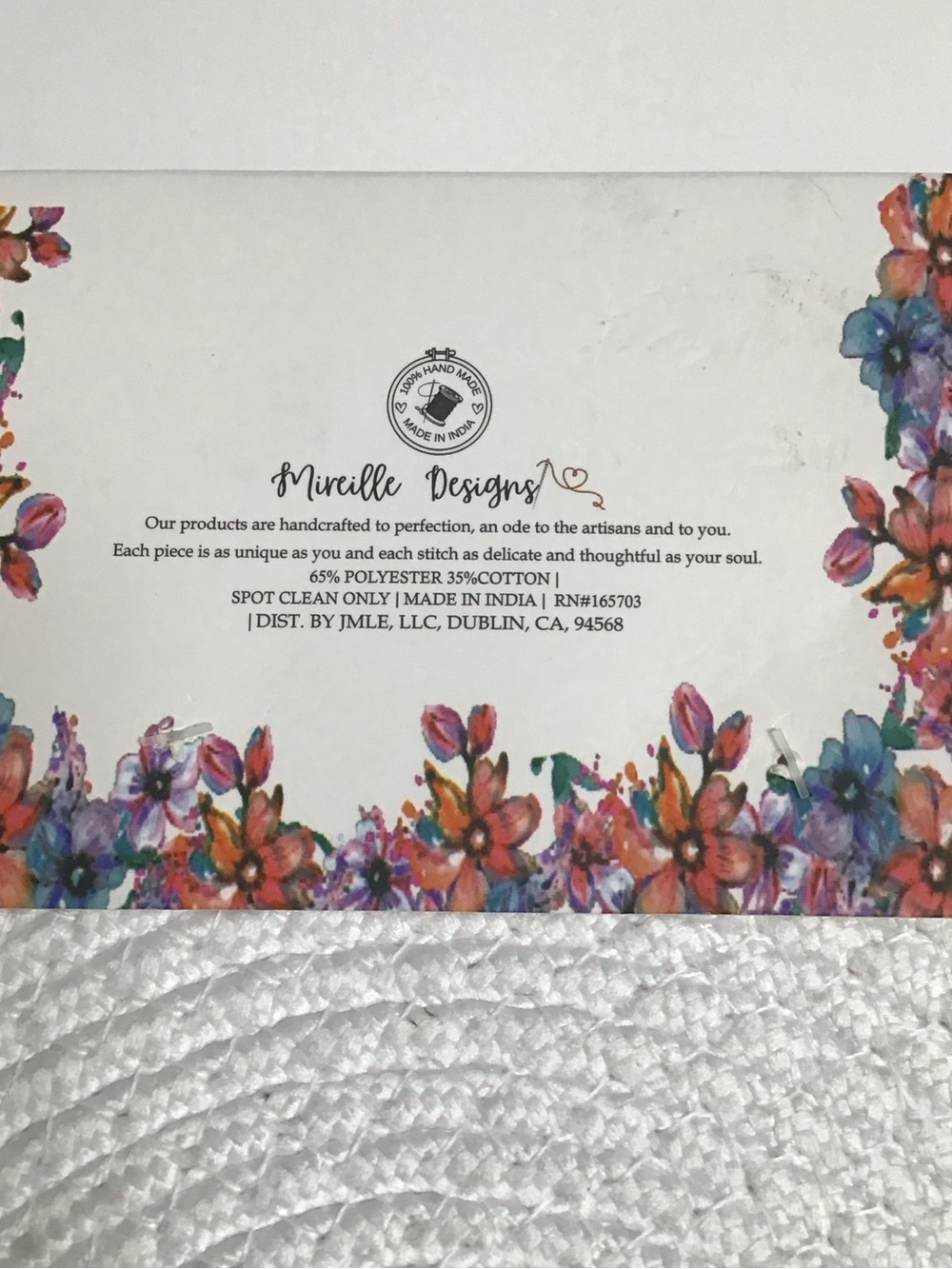 Spring Birds Placemats Floral Braided SET OF 4 15โ Round Handmade in India NEW - Picture 4 of 9